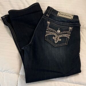Rock Revival Black Jeans with Silver & Rhinestone Accents